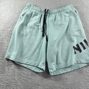 Nike Sportswear Tech‎ Fleece Shorts Mens 2x Blue Teal Logo Spell Out Elastic
